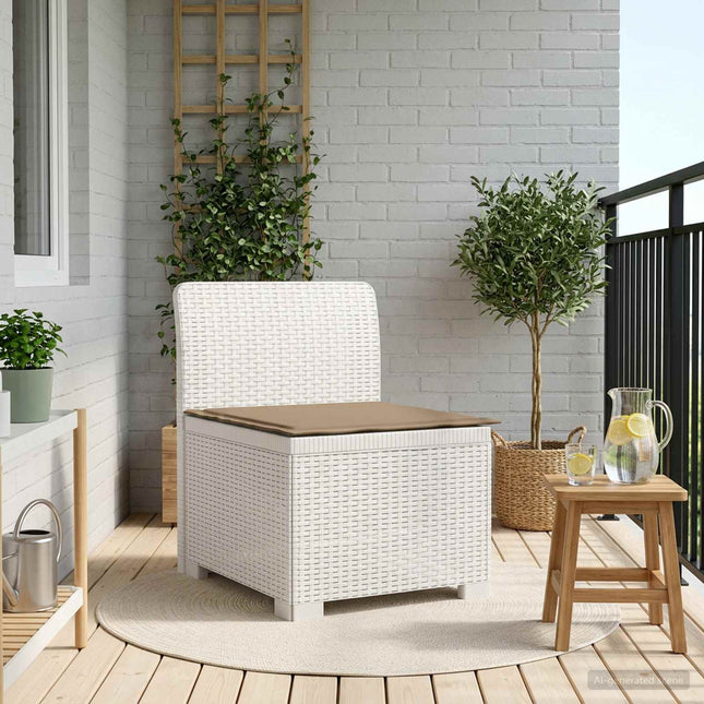 1-personers Havemøbelsofa med Pude Rattan Look PP Hvid