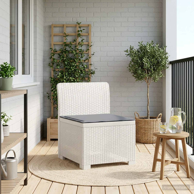 1-personers Havemøbelsofa med Pude Rattan Look PP Hvid
