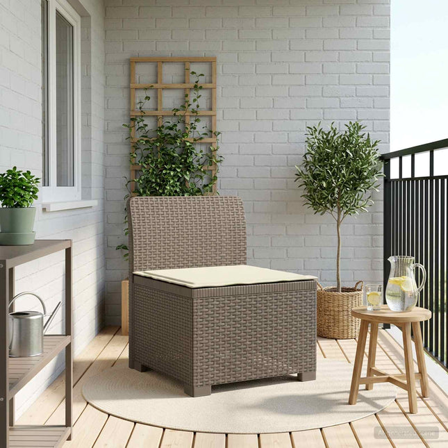 1-personers Havemøbelsofa med Pude Rattan Look PP Lysegrå