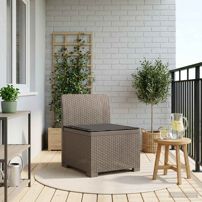 1-personers Havemøbelsofa med Pude Rattan Look PP Lysegrå