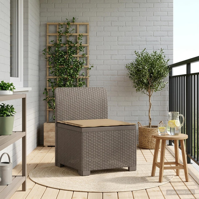 1-personers Havemøbelsofa med Pude Rattan Look PP Lysegrå