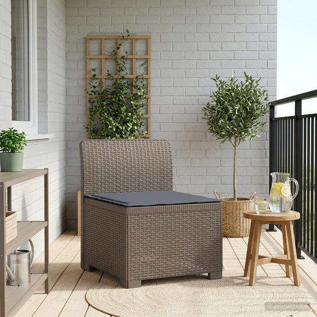 1-personers Havemøbelsofa med Pude Rattan Look PP Lysegrå