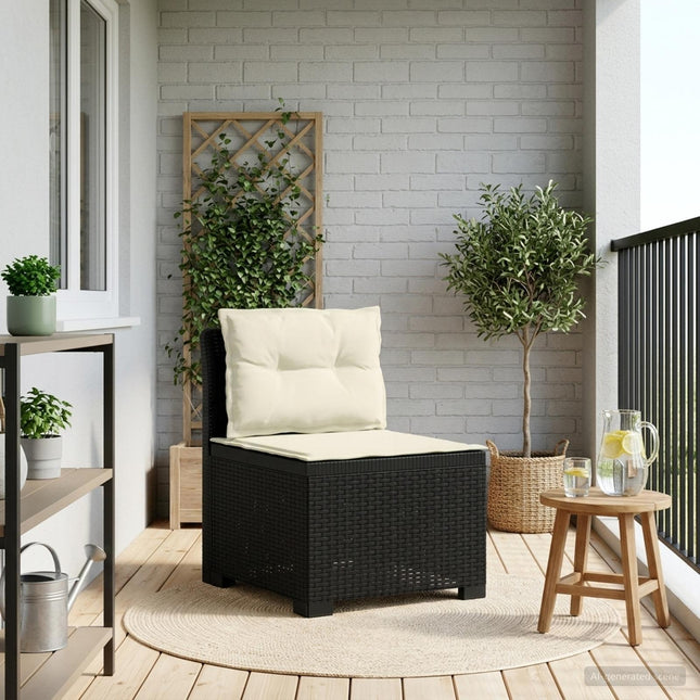 1-personers Havemøbelsofa med Pudefyld Rattan Look PP Antracit