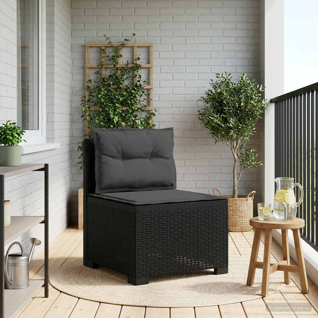 1-personers Havemøbelsofa med Pudefyld Rattan Look PP Antracit