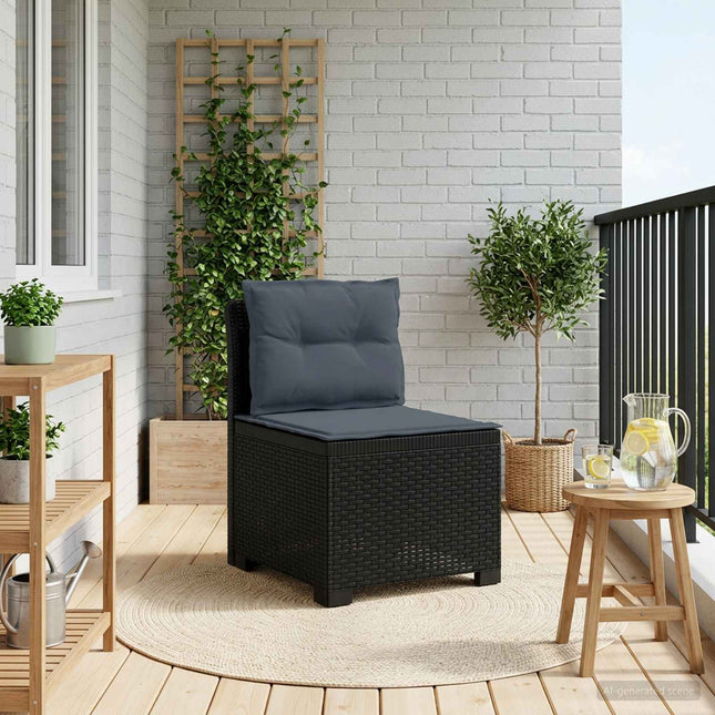 1-personers Havemøbelsofa med Pudefyld Rattan Look PP Antracit