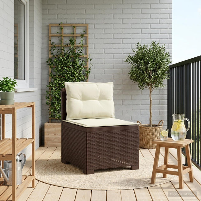 1-personers Havemøbelsofa med Pudefyld Rattan Look PP Brun
