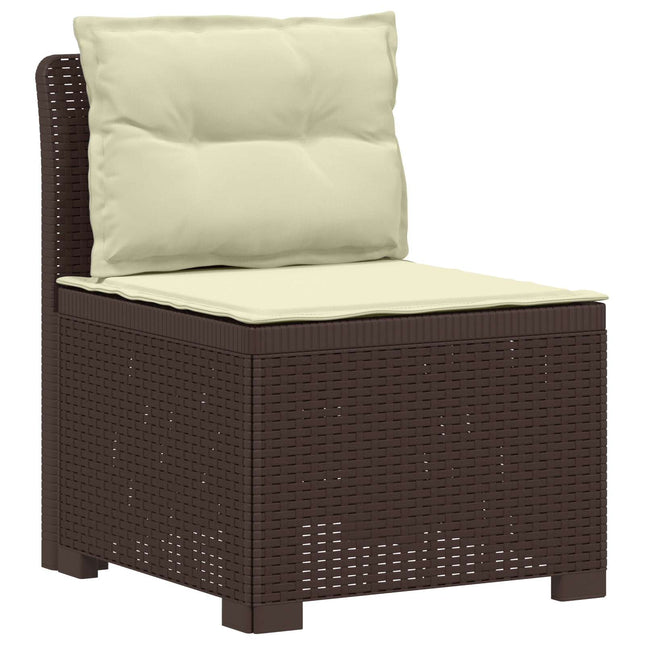 1-personers Havemøbelsofa med Pudefyld Rattan Look PP Brun