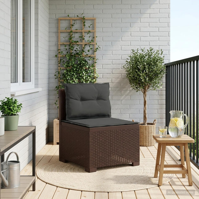 1-personers Havemøbelsofa med Pudefyld Rattan Look PP Brun