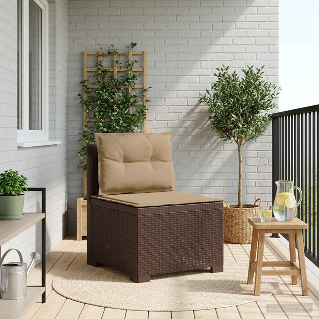 1-personers Havemøbelsofa med Pudefyld Rattan Look PP Brun
