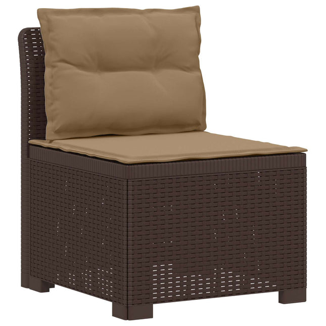 1-personers Havemøbelsofa med Pudefyld Rattan Look PP Brun