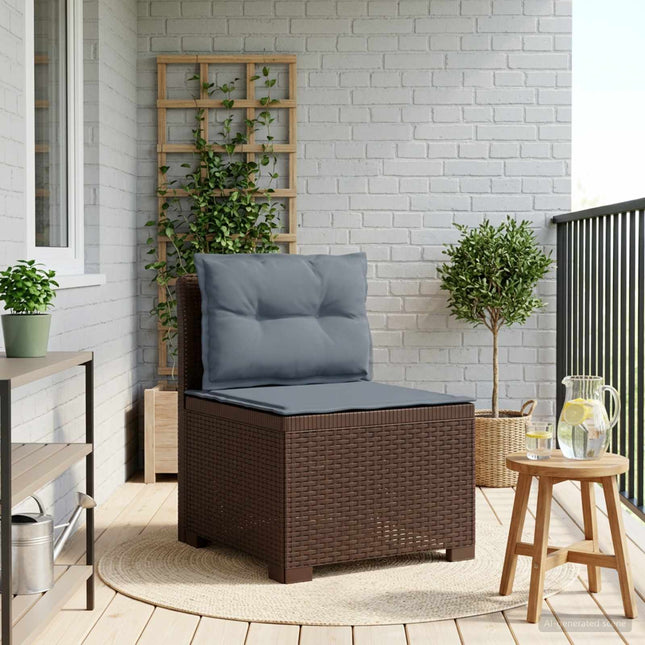 1-personers Havemøbelsofa med Pudefyld Rattan Look PP Brun