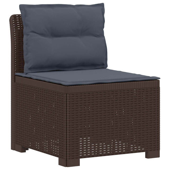 1-personers Havemøbelsofa med Pudefyld Rattan Look PP Brun
