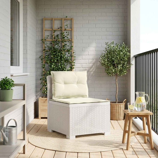 1-personers Havemøbelsofa med Pudefyld Rattan Look PP Hvid