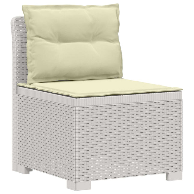 1-personers Havemøbelsofa med Pudefyld Rattan Look PP Hvid