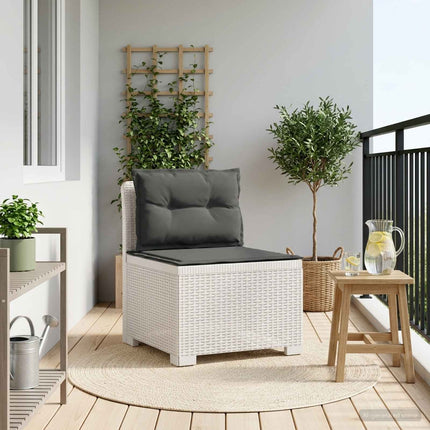 1-personers Havemøbelsofa med Pudefyld Rattan Look PP Hvid
