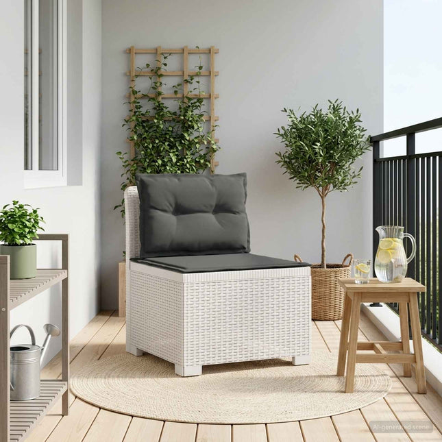 1-personers Havemøbelsofa med Pudefyld Rattan Look PP Hvid