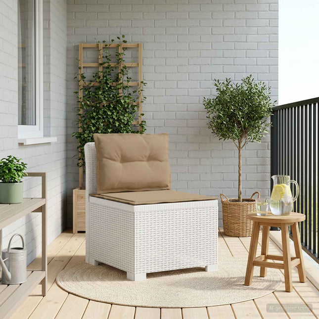 1-personers Havemøbelsofa med Pudefyld Rattan Look PP Hvid