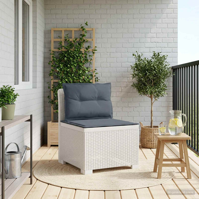 1-personers Havemøbelsofa med Pudefyld Rattan Look PP Hvid