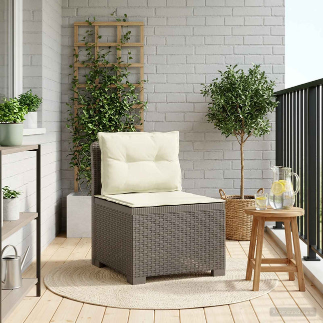 1-personers Havemøbelsofa med Pudefyld Rattan Look PP Lysegrå