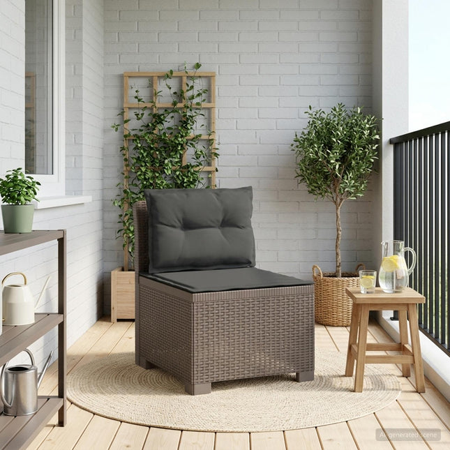 1-personers Havemøbelsofa med Pudefyld Rattan Look PP Lysegrå