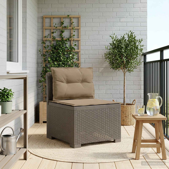 1-personers Havemøbelsofa med Pudefyld Rattan Look PP Lysegrå