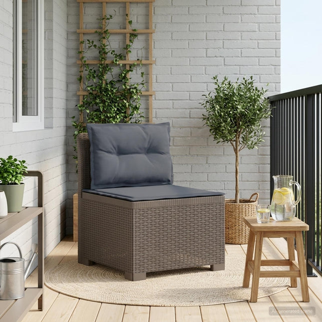 1-personers Havemøbelsofa med Pudefyld Rattan Look PP Lysegrå