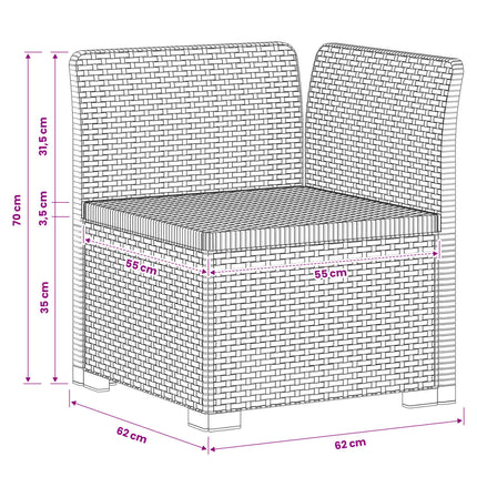 1-personers Havemøbelsofa Rattan Look PP Brun