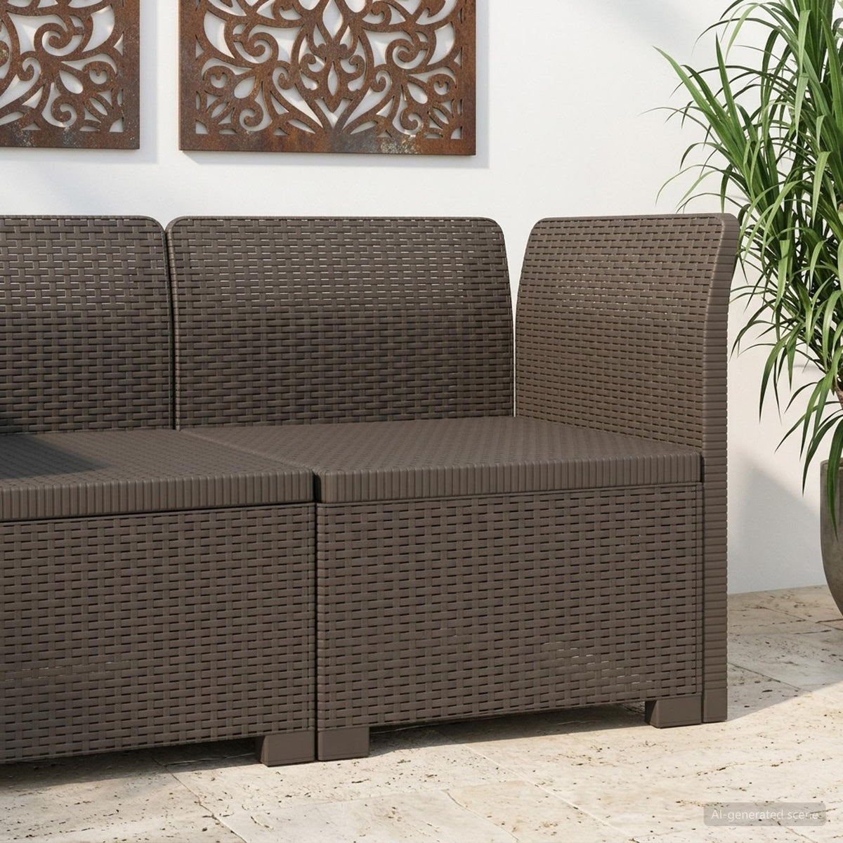 1-personers Havembelsofa Rattan Look PP Lysegr