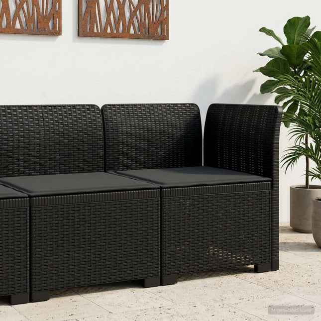 1-personers Havemøbelsofa med Pude Rattan Look PP Antracit
