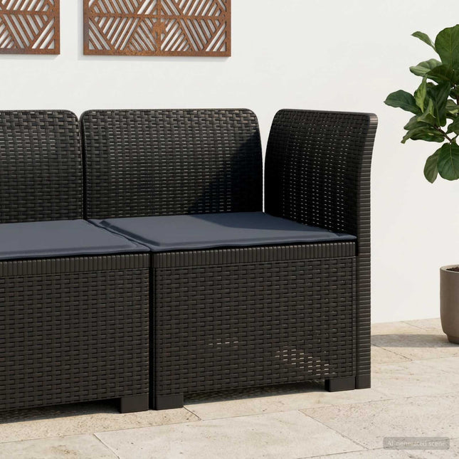 1-personers Havemøbelsofa med Pude Rattan Look PP Antracit