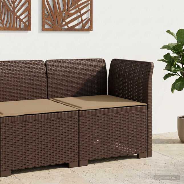 1-personers Havemøbelsofa med Pude Rattan Look PP Brun