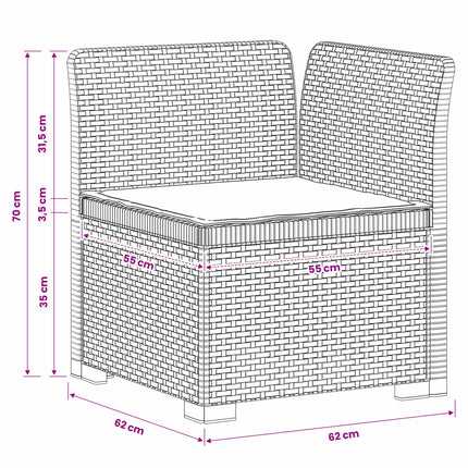 1-personers Havemøbelsofa med Pude Rattan Look PP Lysegrå