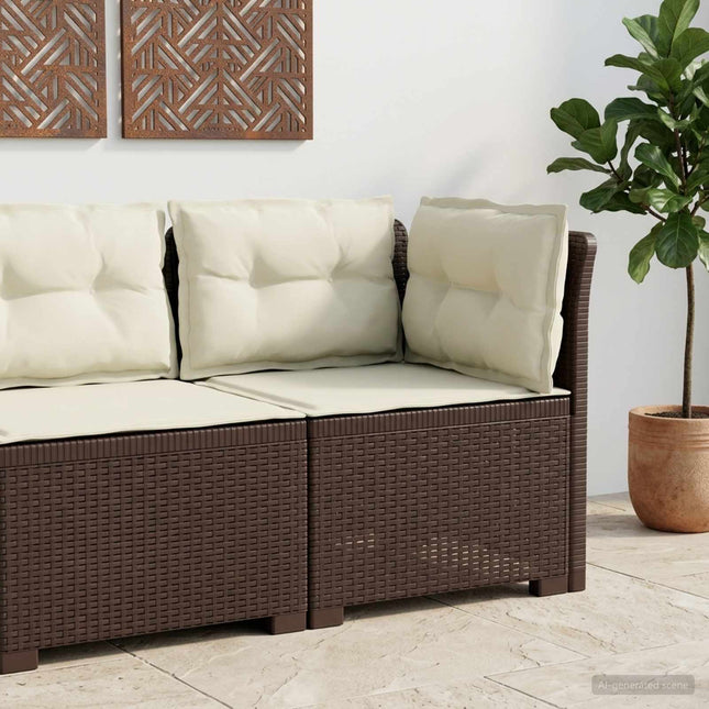1-personers Havemøbelsofa med Pudefyld Rattan Look PP Brun