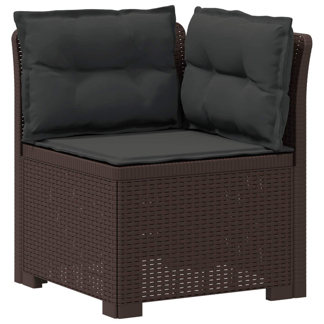 1-personers Havemøbelsofa med Pudefyld Rattan Look PP Brun