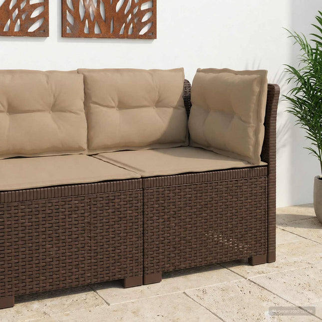 1-personers Havemøbelsofa med Pudefyld Rattan Look PP Brun