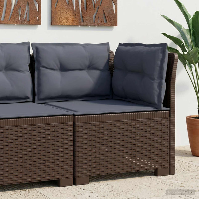 1-personers Havemøbelsofa med Pudefyld Rattan Look PP Brun