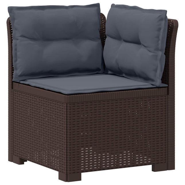 1-personers Havemøbelsofa med Pudefyld Rattan Look PP Brun