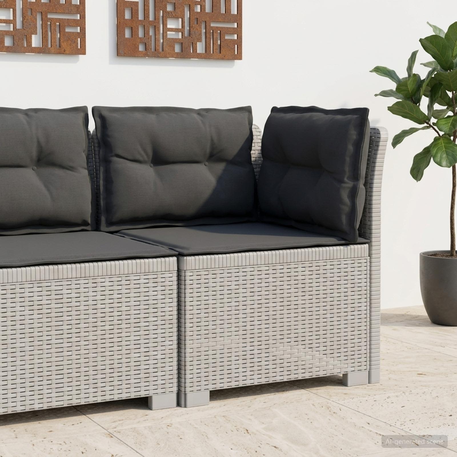1-personers Havembelsofa med Pudefyld Rattan Look PP Hvid