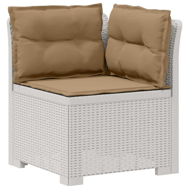 1-personers Havemøbelsofa med Pudefyld Rattan Look PP Hvid