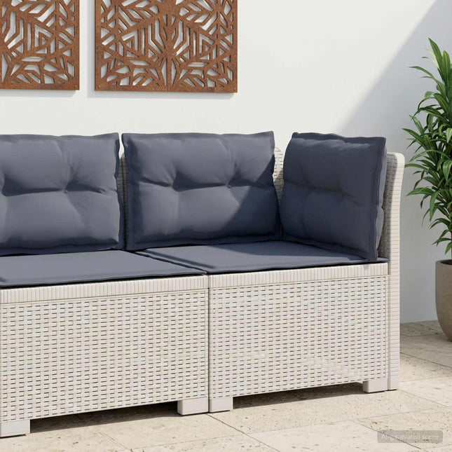 1-personers Havemøbelsofa med Pudefyld Rattan Look PP Hvid