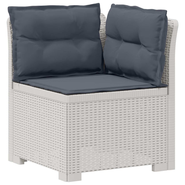 1-personers Havemøbelsofa med Pudefyld Rattan Look PP Hvid