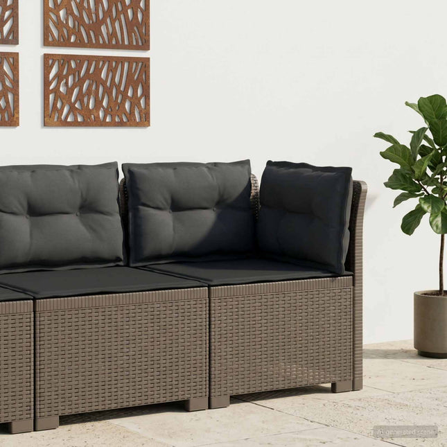 1-personers Havemøbelsofa med Pudefyld Rattan Look PP Lysegrå