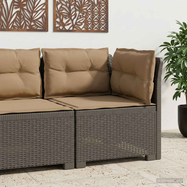 1-personers Havemøbelsofa med Pudefyld Rattan Look PP Lysegrå