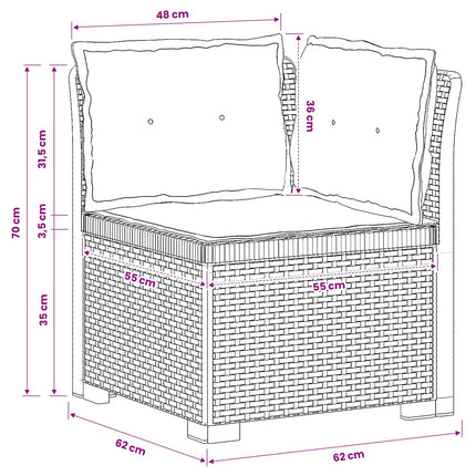 1-personers Havemøbelsofa med Pudefyld Rattan Look PP Lysegrå