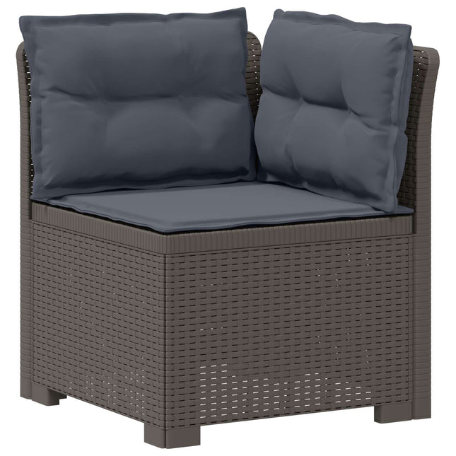1-personers Havemøbelsofa med Pudefyld Rattan Look PP Lysegrå