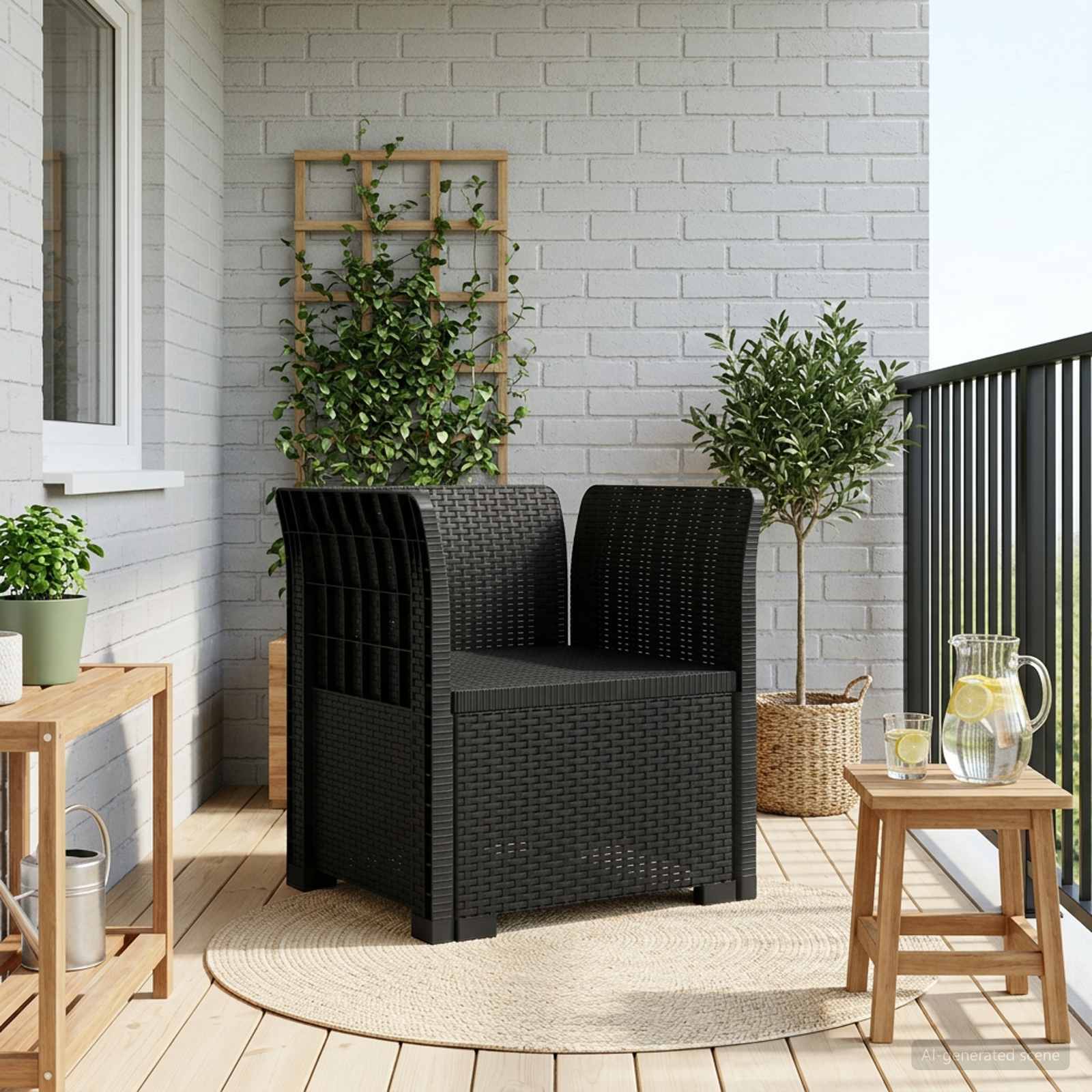 1-personers Lnestol Rattan Look PP Antracit
