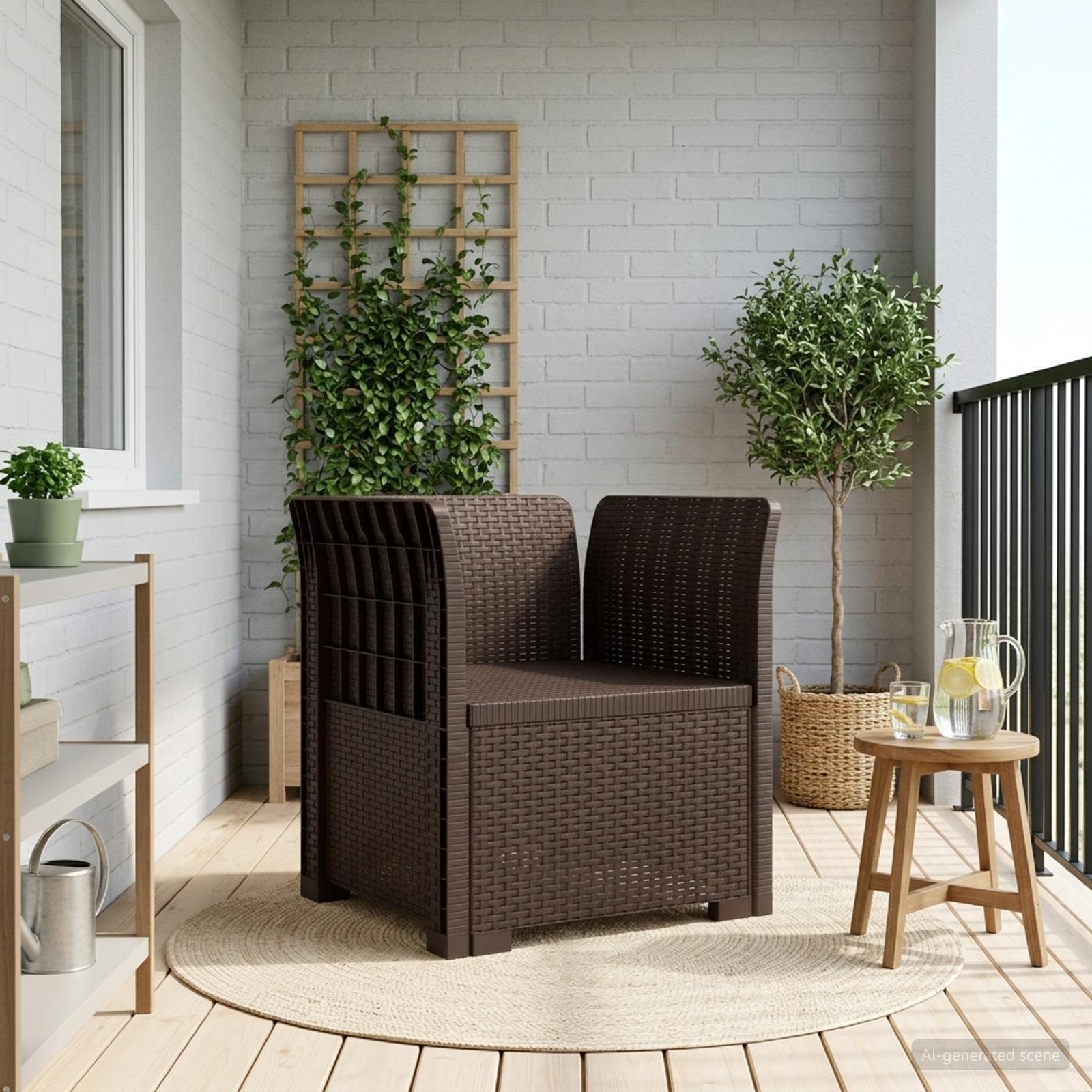 1-personers Lnestol Rattan Look PP Brun