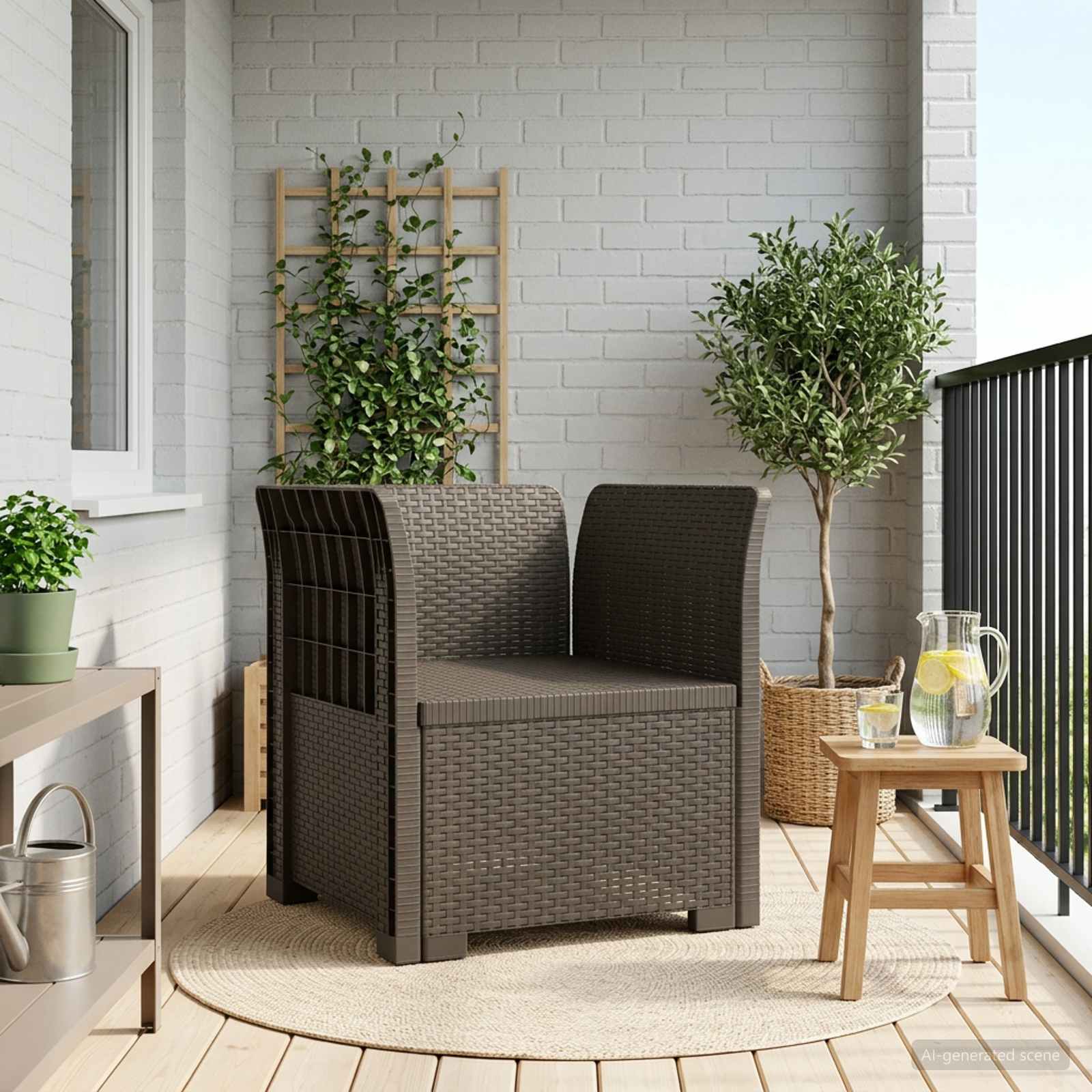 1-personers Lnestol Rattan Look PP Lysegr