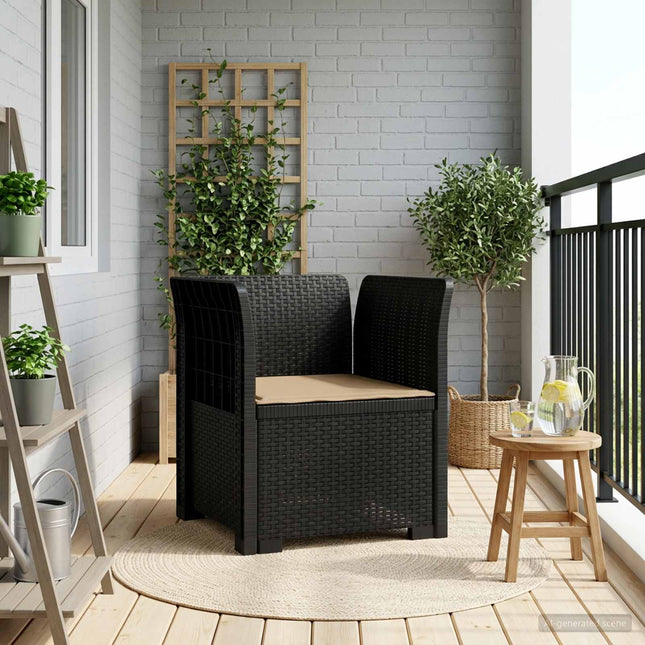 1-personers Lænestol med Pude Rattan Look PP Antracit