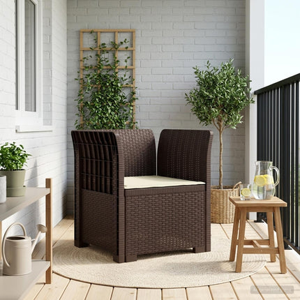 1-personers Lænestol med Pude Rattan Look PP Brun